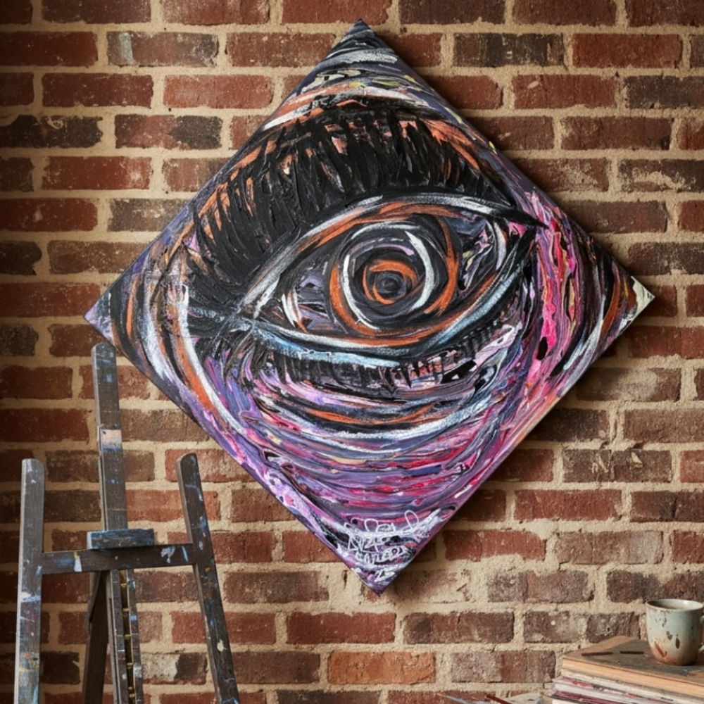 HANDCRAFTED Abstract Eye Painting HANDMADE Artwork HANDPAINTED Wall Art Decor